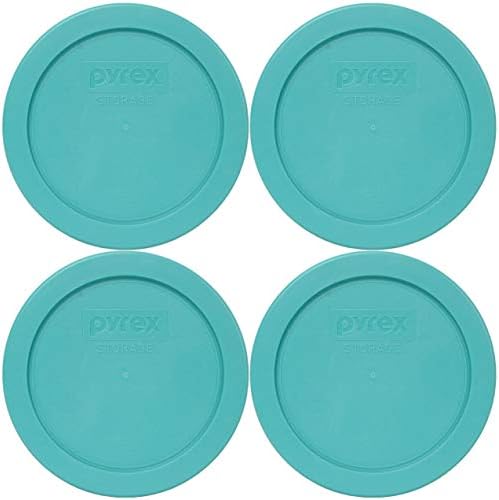 Pyrex 7200-PC 2 cupe turcoaz rotund capac de depozitare a alimentelor din Plastic, fabricat în SUA-pachet 6