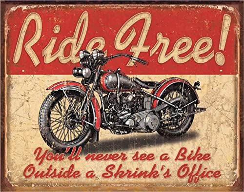 Enterprises Enterprises Old Biker - Ride Tin Sign - Nostalgic Vintage Metal Wall Decor - Made in SUA