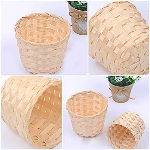 BESPORTBLE Rustic Home Decor Belly Basket 4buc coș țesut din bambus depozitare mare spălătorie acoperire ghiveci jucărie coș