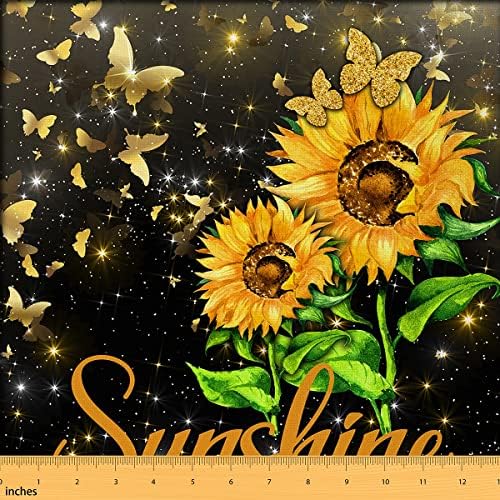 Țesătură de floarea-soarelui lângă curte, tu ești țesătura mea de tapițerie Sunshine, paiete aurii fluture Art țesătură interioară