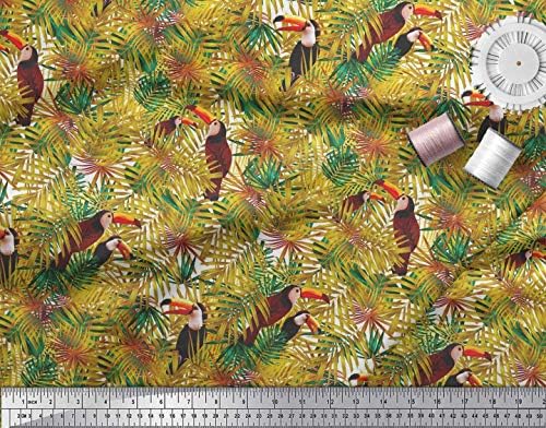 Soimoi bumbac Jersey Fabric frunze & amp; Toucan Bird imprimate Fabric 1 curte 58 Inch lățime