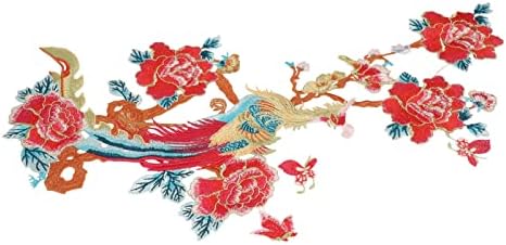 Fabric Patch, Decorative practice floare Patch Red Tema fiabile lucios stil chinezesc 67x35cm pentru îmbrăcăminte
