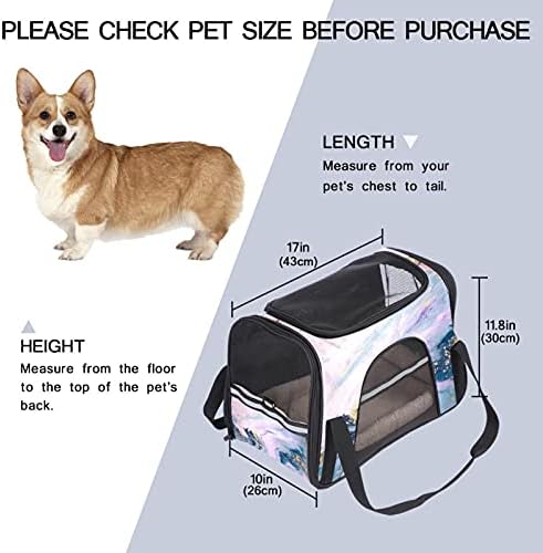 Pet Carrier culori marmură Soft-Sided Pet Travel Carriers pentru pisici, câini Puppy confort Portabil Pliabil Pet Bag aprobat de companie aeriană