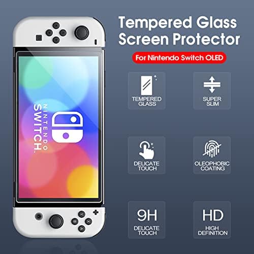 Protector de ecran pentru Nintendo Switch OLED 2021 Nou model, Xinruisen 2pack Protector de ecran de sticlă temperat pentru
