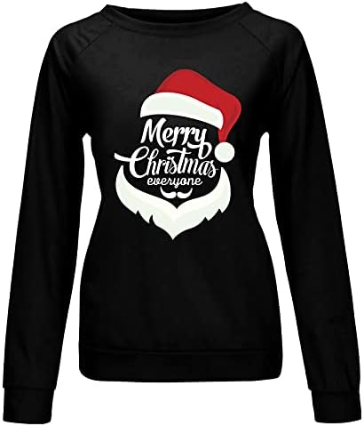 Femei de Crăciun fericit topuri amuzante Moș Crăciun grafic cu mânecă lungă cu mânecă lungă Crewneck Casual pulovere pulovere