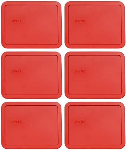 Pyrex 7211-PC 6 cupe mac roșu dreptunghi plastic capac de depozitare a alimentelor-pachet 6 fabricat în SUA