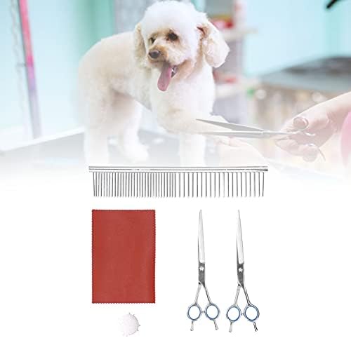 Kit foarfece pentru animale de companie, foarfece drepte pentru păr de câine piuliță de reglare cu echipament profesional pentru