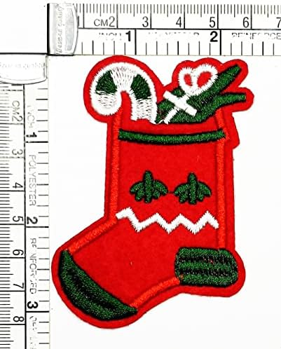 Kleenplus Crăciun roșu șosete drăguț brodate fier pe coase pe Patch-uri de moda desen animat autocolant patch-uri pentru costum