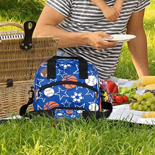 Mingi Sport baschet sac de prânz izolat pentru femei / bărbați cutie de prânz cu curea de umăr reglabilă și detașabilă geantă