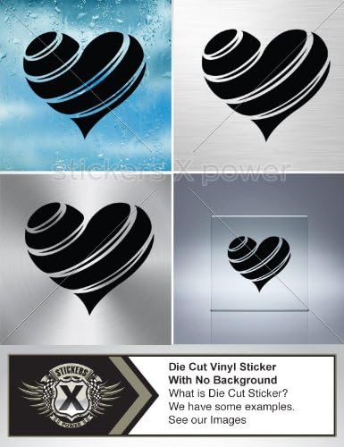 Decal Vinyl Vinyl Heart Design Fereastră, cască, camion, Vinil Art Decor Doors Dimensiune: 5 x 4,4 inci Negru