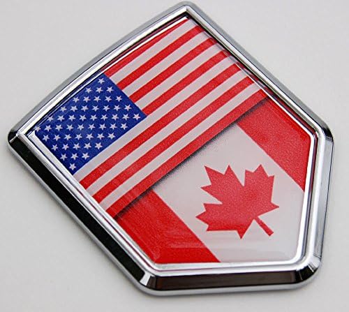 Canada SUA Flag Car Chrome Canadian American Emblem 3D Decal Sticker