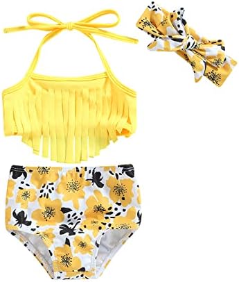 Yccutest pentru sugari Baby Girl floare de costume de baie 3buc Halter triunghi Topuri Zburli fundul Sun Hat Bikini Set costum