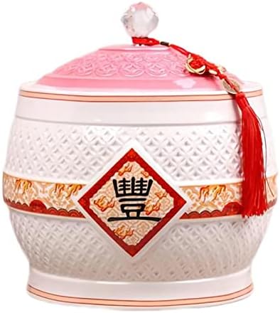 TUU dozator de alimente retro găleată de orez ceramică recipient de depozitare a cerealelor din porțelan chinezesc dozator