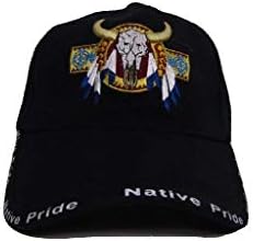 Tranzacții vânturi de bull craniu bivol indian Pride nativă neagră pălărie cu capac de bilă brodată