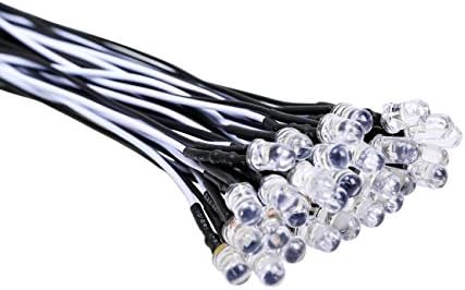 EDGELEC 30buc 12 Volt 5mm alb LED lumini emit Diode Pre cu fir 7.9 inch DC 12V LED lumina clar lentile mici led Lămpi