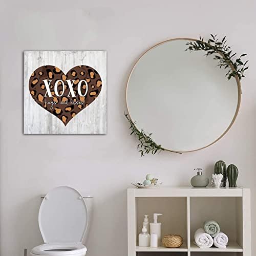 Ziua Îndrăgostiților Xoxo Îmbrățișări și sărutări Semne de lemn pentru inimă Semne de decor pentru casă Rustic Wall Placă Placă