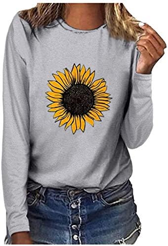 Kuaileya Womens Hankens Tricou Tricou Top Floarea soarelui Pullover o Purtă cu bluză Bluză Mânecă lungă Femei Moma pentru femei