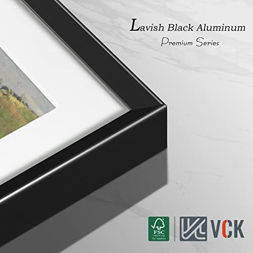 VCK 5x7 Rame de imagine neagră metalică cu covoraș pentru o fotografie 4x6 sau 5x7 fără covoraș, cadru foto din aluminiu cu