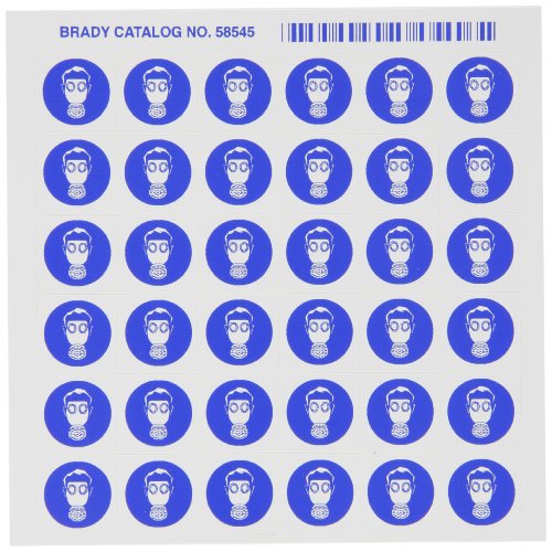 Brady 58545 etichete de pictogramă dreapta de știut, albastru pe alb, 3/4 lățime x 5/8 înălțime, pictogramă respirator de vapori