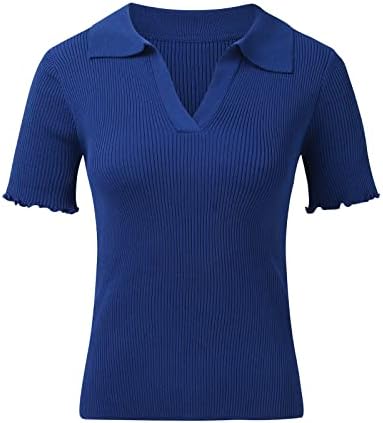 Bluze largi pentru femei cămăși cu guler cu mânecă scurtă pentru femei Bluze de tunică de vară pentru cămașă lungă Casual pentru