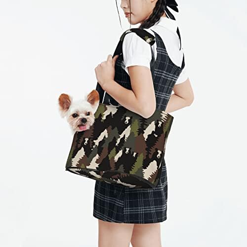 Moale Față-Verso Călătorie Pet Carrier Tote Mână Bag Bears-Camuflaj-Amuzant Portabil Mic Câine / Pisică Carrier Poseta