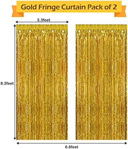 2buc 3.3 ft x 8.3 ft folie de aur Franjuri perdele fundal, aur Tinsel Cortina fundal usa fanioane sclipici Streamer fundal