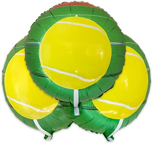 Havercamp Baloane Petrecere De Tenis ! 18 inch Diametru; 3 baloane folie Mylar. Minge de tenis autentică și imagine de teren