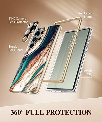 GViewin compatibil cu Samsung Galaxy S23 Ultra Case + Marmură cu curea de prindere a telefonului mobil