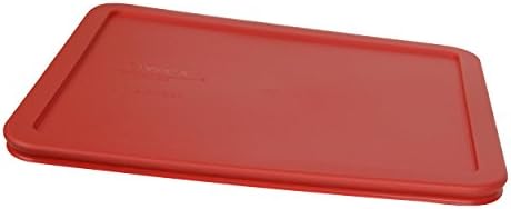 Pyrex 7212-PC capac de înlocuire pentru depozitarea alimentelor dreptunghi din plastic roșu, Fabricat în SUA-pachet de 3
