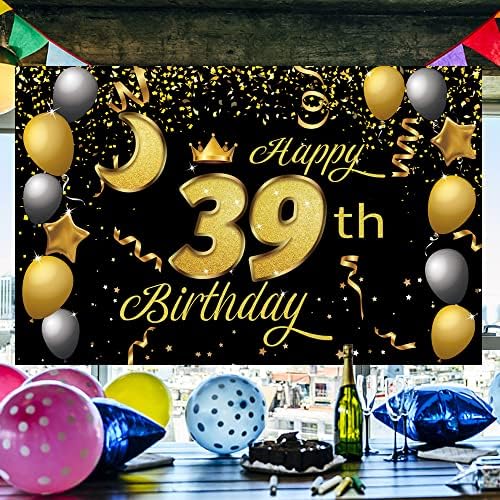 Sweet Happy 39th Birthday background Banner Poster 39 Birthday Party Decorations 39th Birthday Party Supplies 39th Photo Background