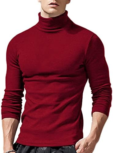 Nuofengkudu bărbați slim fit turtleneck top top casual casual cu mânecă lungă pulover tricou termic tricou
