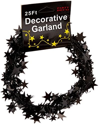 Party Deco Foil Star Garland, 25 ', negru