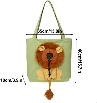 Plcnn Geantă de umăr din pânză pentru animale de companie, Geantă de umăr drăguță în formă de leu, geantă portabilă pentru
