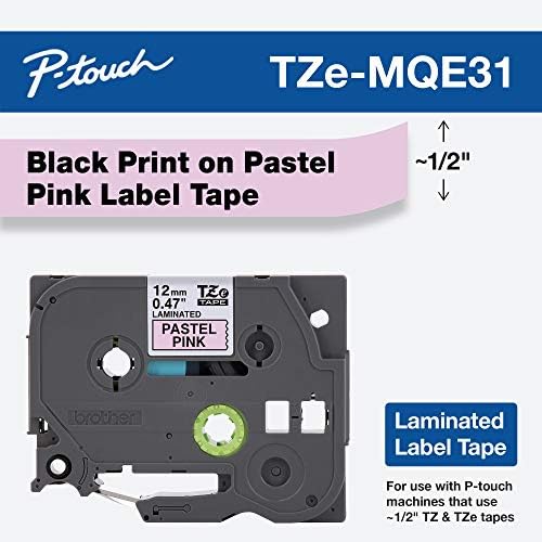 Fratele autentic p-touch tze-mqf31 bandă, bandă laminată standard standard de 1/2 , negru pe violet pastel, laminat pentru