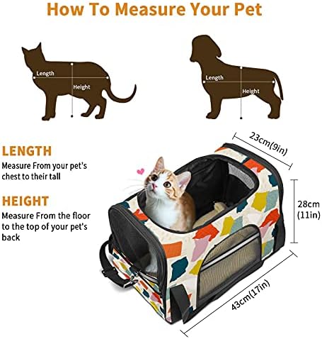 Pet Carrier Bag Colorat Abstract Forma Model Mic Câine Cat Puppies Moale-Verso Portabil Travel Bag