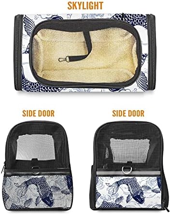 Pet Carrier Bag Albastru Pictate Manual Pesti Realiste Catelus Catelus Soft-Sided Portabil Travel Bag