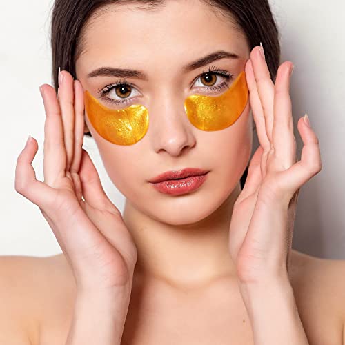 Hopemate Mask Ochi de aur de 24k cu acid hialuronic și colagen, reduceți ridurile, reduceți cercurile întunecate și pufuletul,