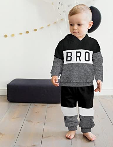 Fommy Toddler pentru băieți, haine pentru copii cu o glugă cu mânecă lungă, top + pantaloni 2pcs set