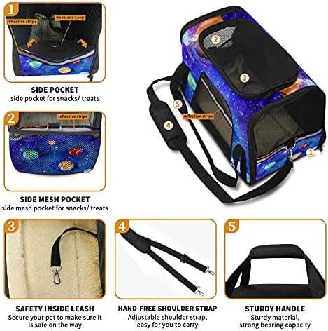 Pet Carrier Bag Acuarelă Outer Space Planet Univers Little Dog Cat Puppies Soft-Sided Portabil Travel Bag