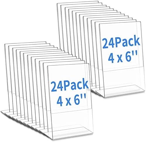 24 pachet acrilic suport pentru semne înclinat spate suport pentru suport pentru hârtie plastic suport de hârtie de plastic