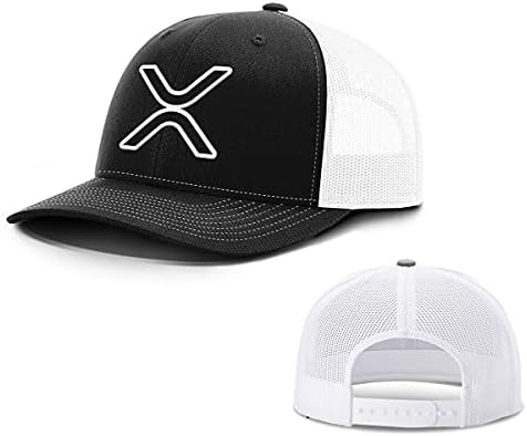 Bustedtees XRP Logo Back Back Pat Pat pentru uzură casual - Capac de baseball pentru bărbați cu plasă respirabilă înapoi