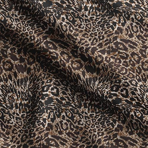 Soimoi bumbac Jersey Fabric Leopard & amp; tigru Animal piele imprimare Fabric de curte 58 Inch larg, maro inchis