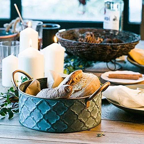 Coș de pâine de fier fzzdp retro antic familial coș de depozitare metal recipient cu fructe tavă de epocă prăjită cu decorare