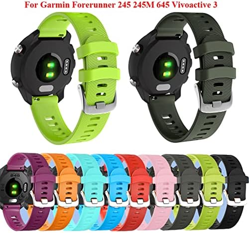 DJDLFA 20mm Sport Silicon Watchband curea pentru Garmin Forerunner 245 245m 645 Vivoactive 3 Vivomove HR Brățară inteligentă Brățară inteligentă