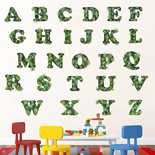 XYLAND frunze verzi frumoase Purslane Alfabet ABC perete Decal detașabil ABC scrisori autocolante de perete pentru Copii Fete