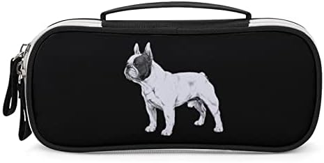 Albă Bulldog franceză de înaltă capacitate de înaltă calitate pen carcasă portabilă pentru machiaj pungă de depozitare a pixului